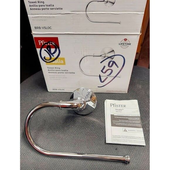 Pfister Visalia Towel Ring in Polished Chrome wall mount BRB-VSL0C - Picture 2 of 3